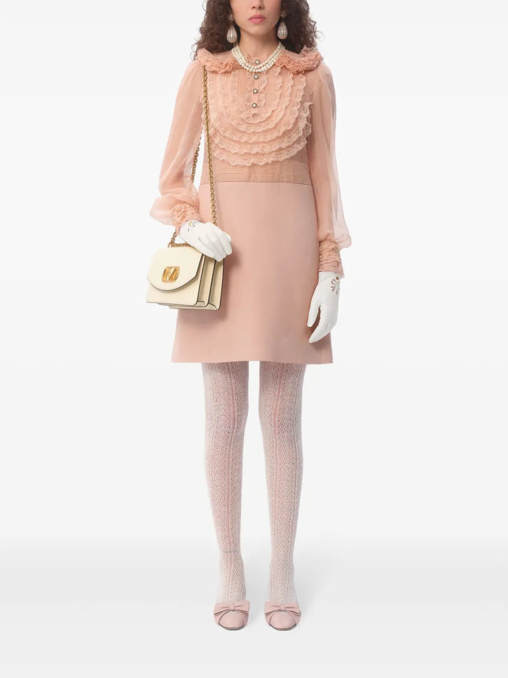 Embroidered Crepe Couture Mini Dress