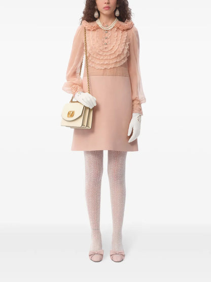 Embroidered Crepe Couture Mini Dress