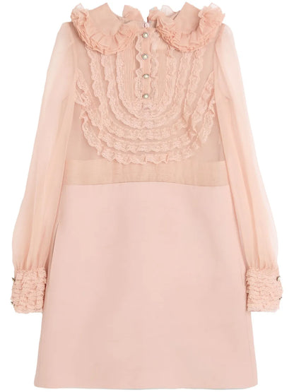 Embroidered Crepe Couture Mini Dress