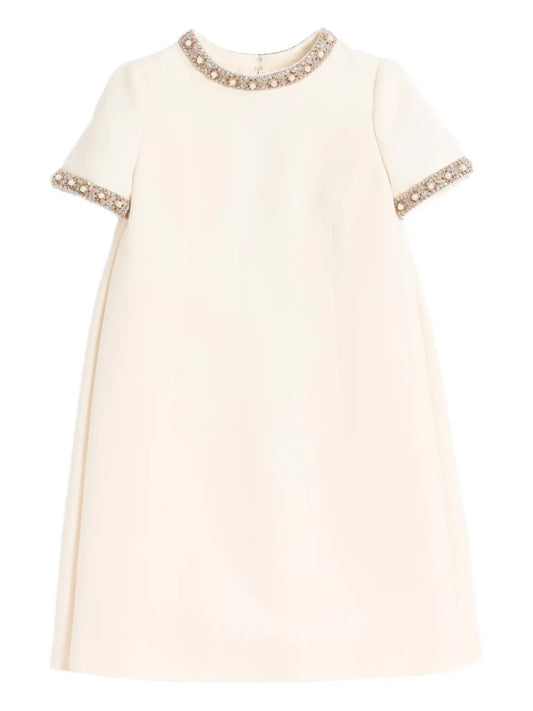 Crepe Couture Embroidered Mini Dress