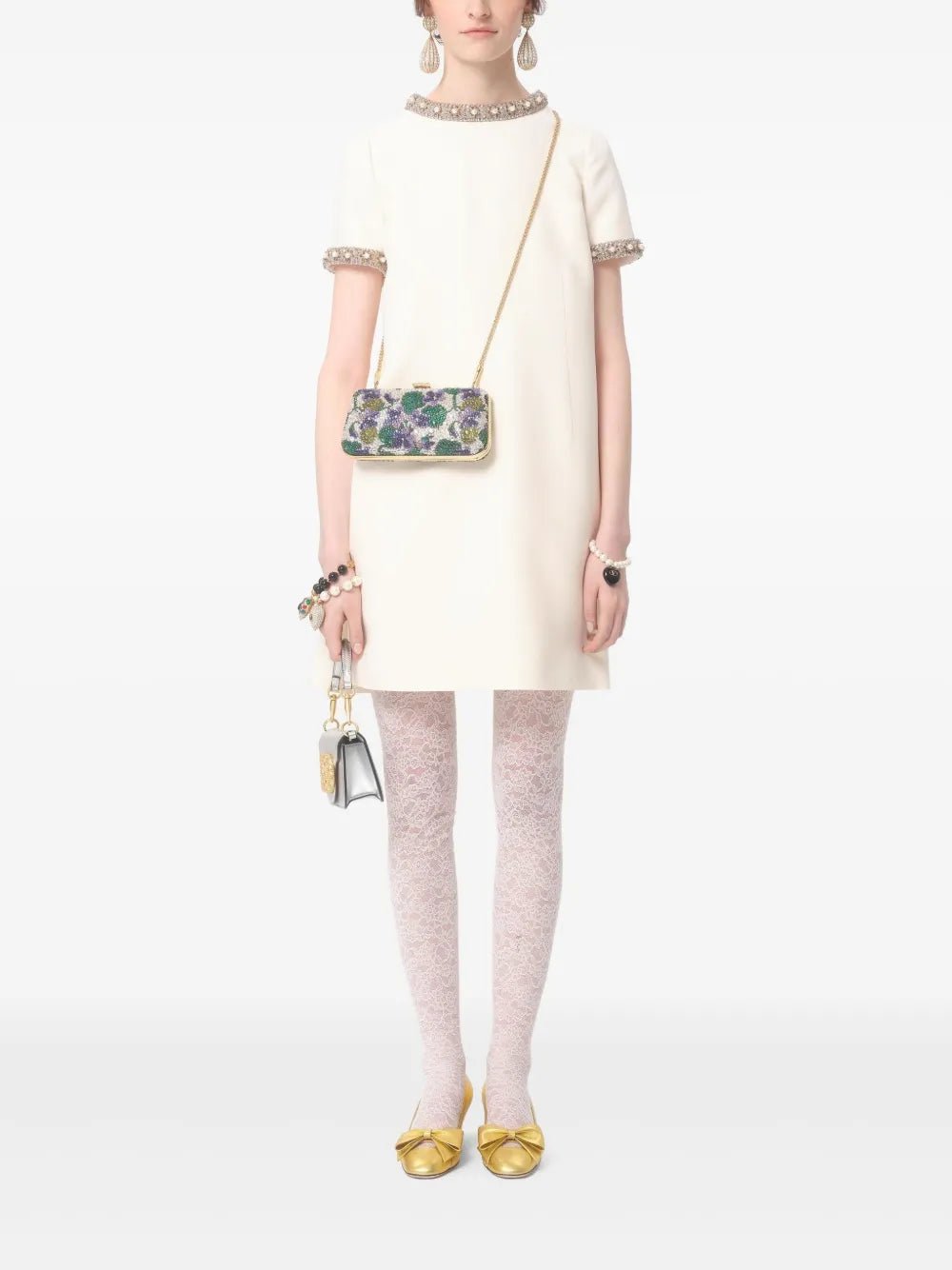 Crepe Couture Embroidered Mini Dress