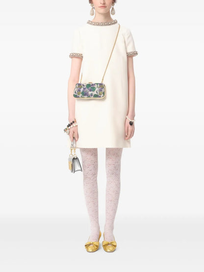 Crepe Couture Embroidered Mini Dress