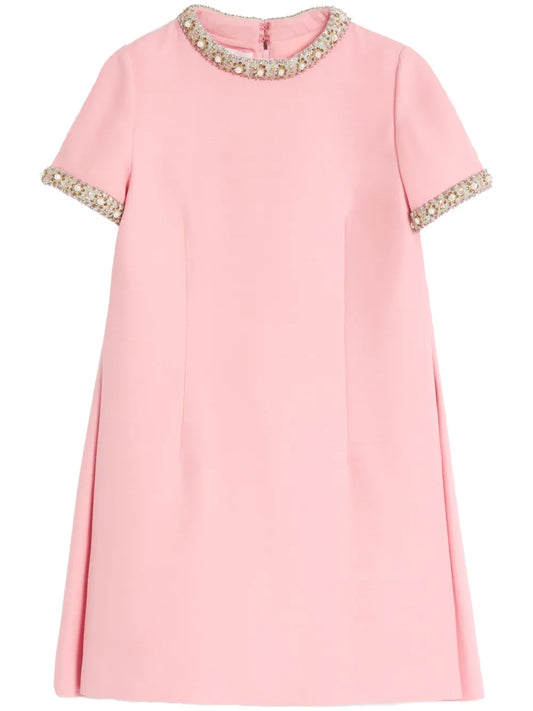 Crepe Couture Embroidered Mini Dress