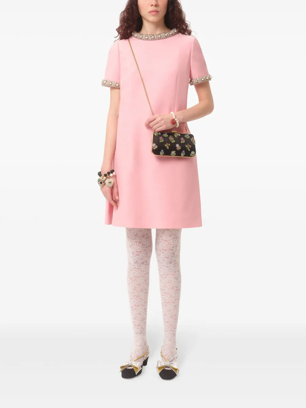 Crepe Couture Embroidered Mini Dress