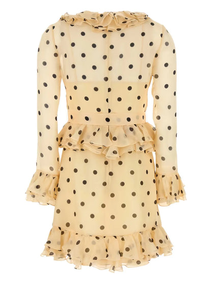 Polka Dot-Print Organza Mini Dress