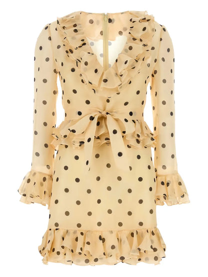Polka Dot-Print Organza Mini Dress