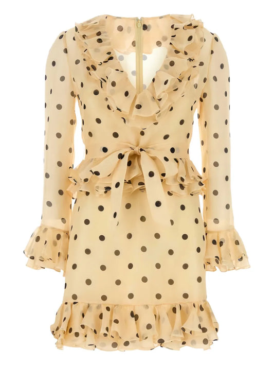 Polka Dot-Print Organza Mini Dress