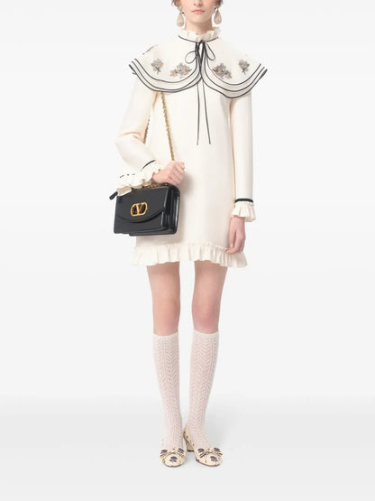 Oversized-Collar Silk Dress