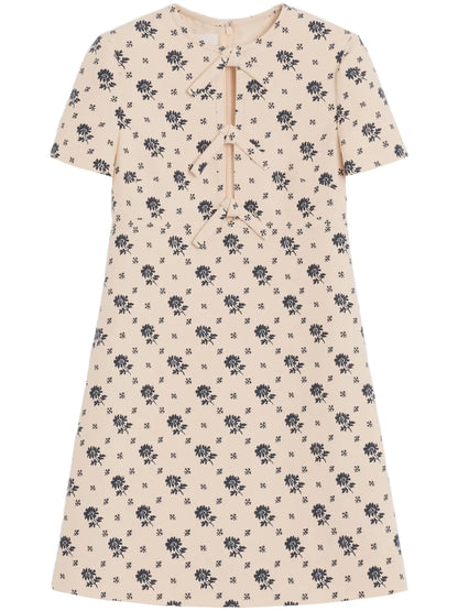 Crepe Couture Papier Floral Mini Dress
