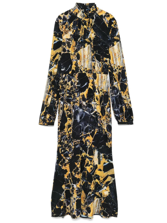 Marble-Print Midi Dress