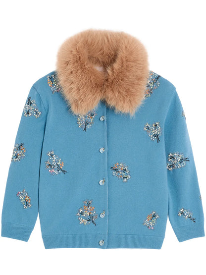 Embroidered Wool Cardigan