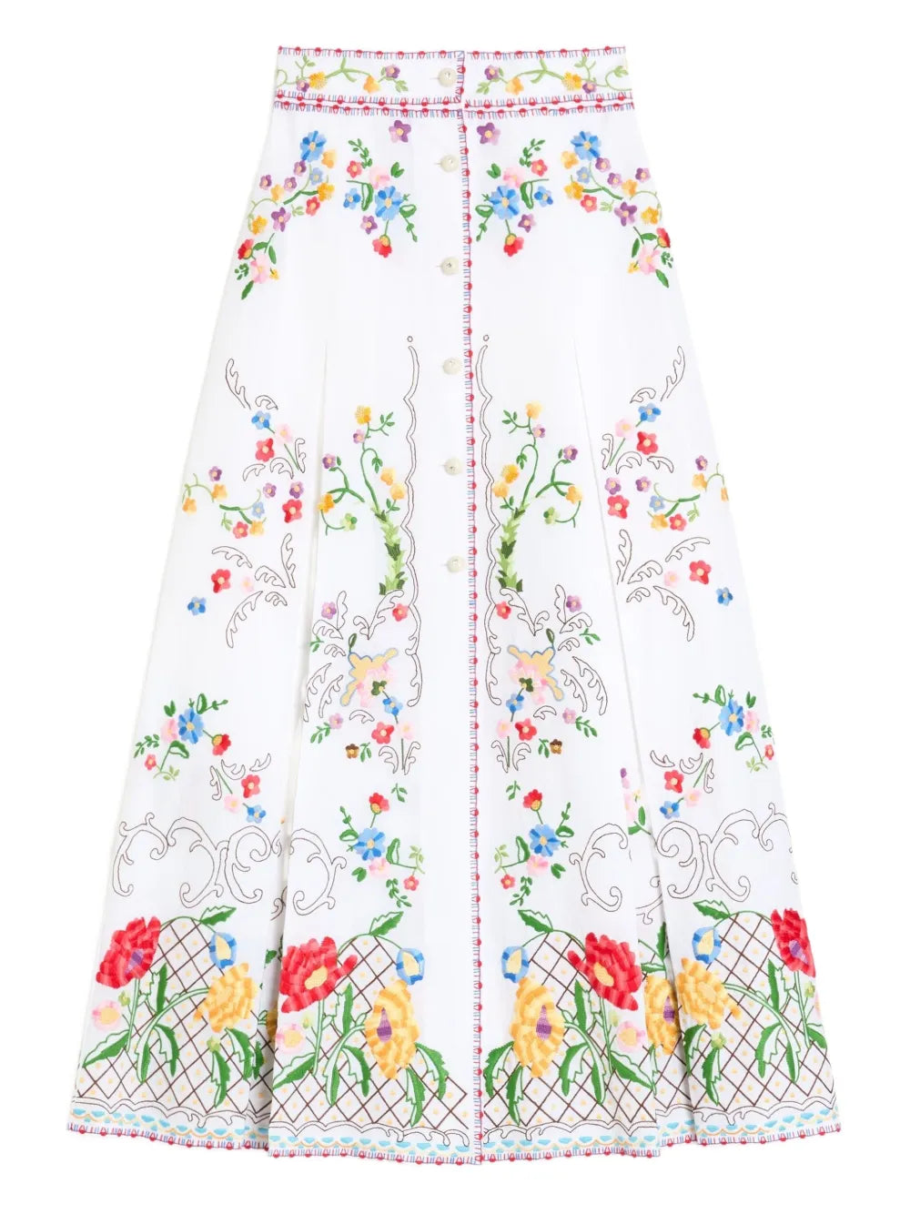 Embroidered Midi Skirt