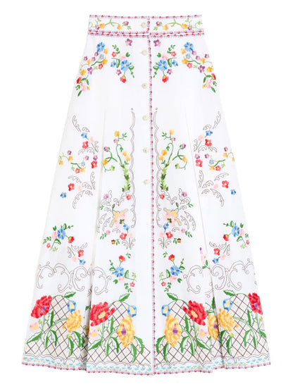 Embroidered Midi Skirt