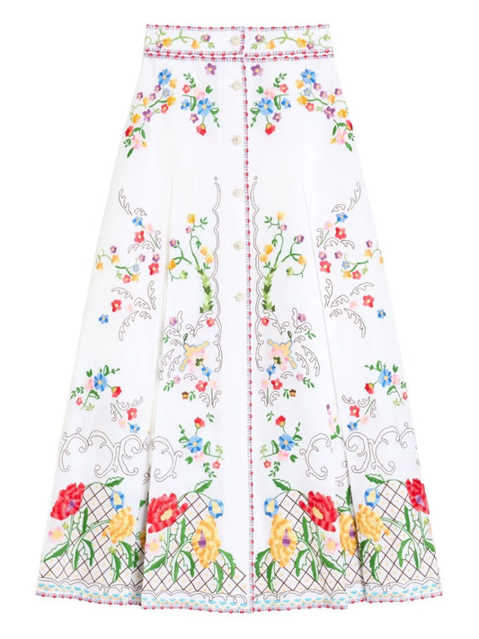 Embroidered Midi Skirt