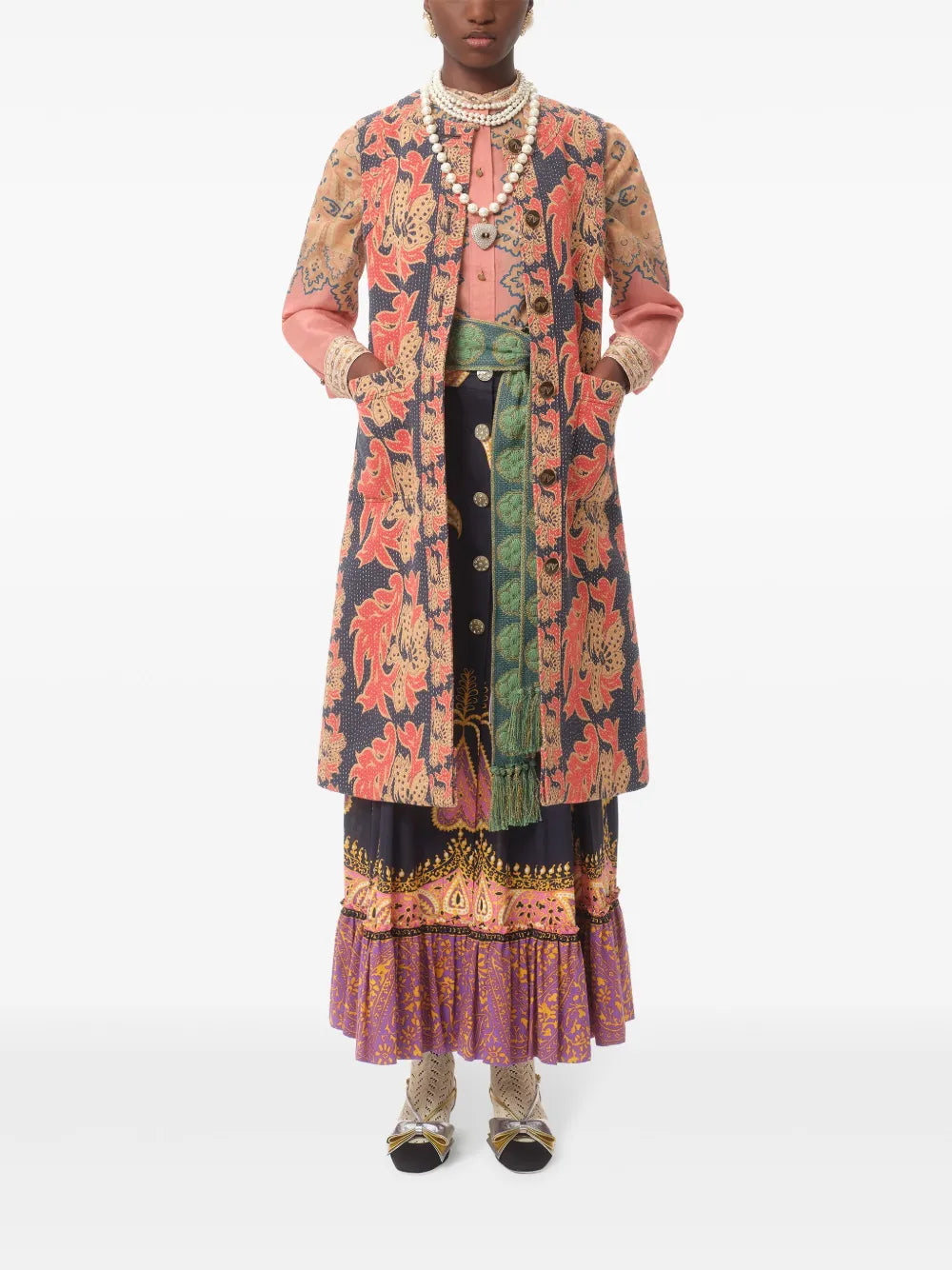 Paisley-Print Maxi Skirt