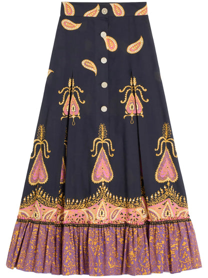 Paisley-Print Maxi Skirt