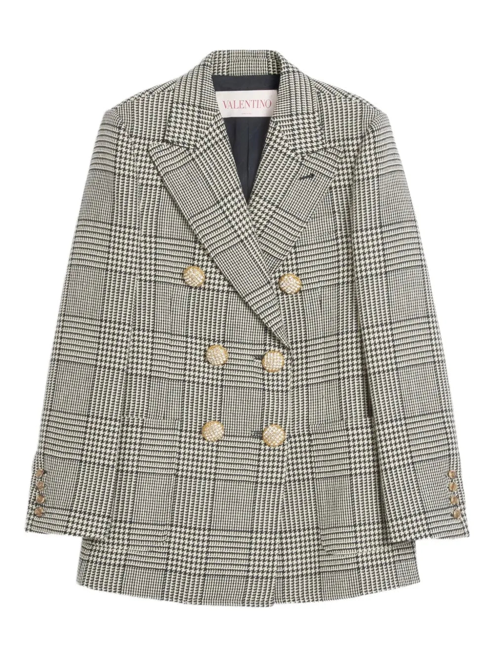 Houndstooth-Pattern Wool Blazer