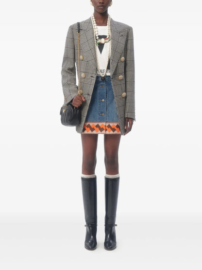 Houndstooth-Pattern Wool Blazer
