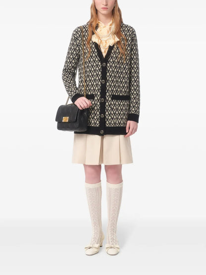 Monogram-Pattern Knit Cardigan