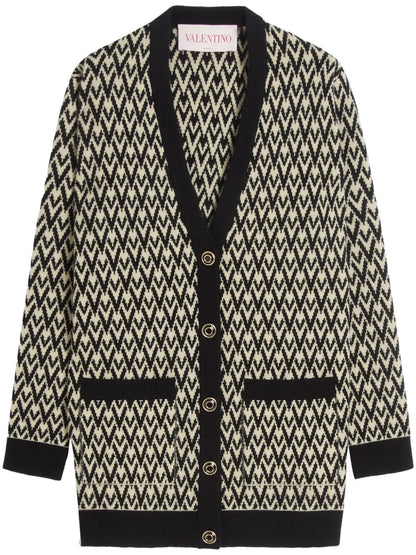 Monogram-Pattern Knit Cardigan
