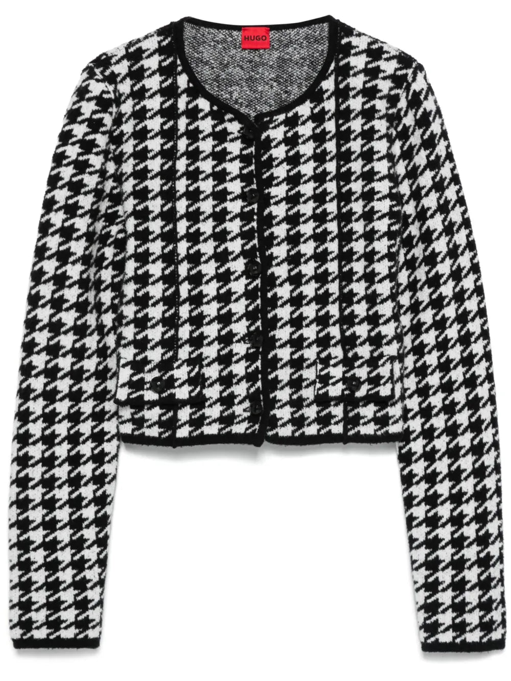 Houndstooth-Pattern Cardigan