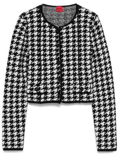 Houndstooth-Pattern Cardigan