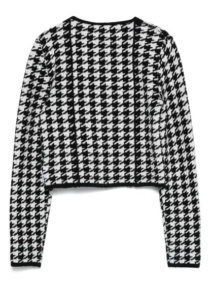 Houndstooth-Pattern Cardigan