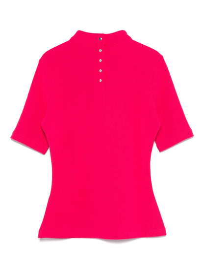 Mock-Neck Ribbed Top
