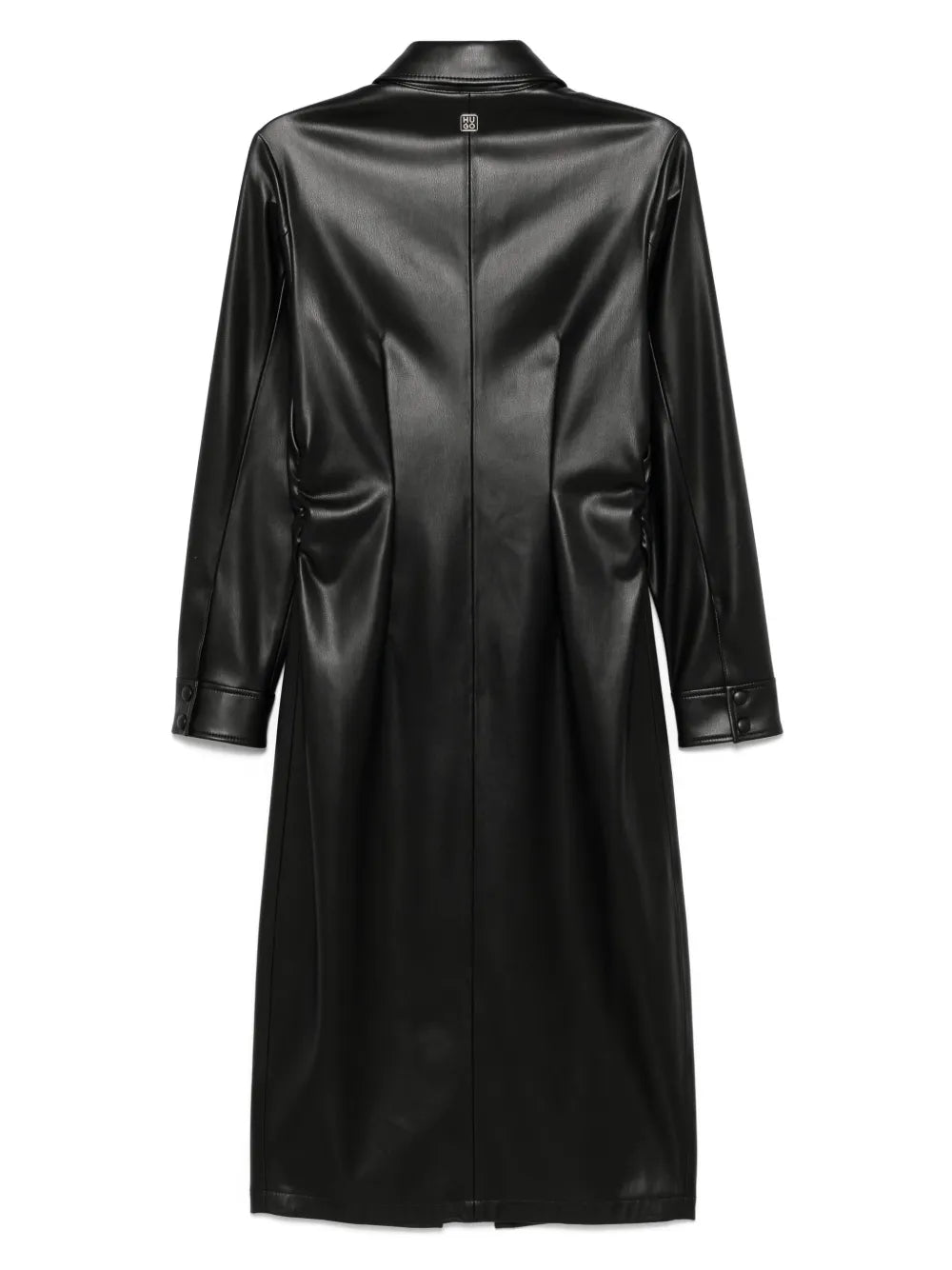 Faux-Leather Midi Shirt Dress