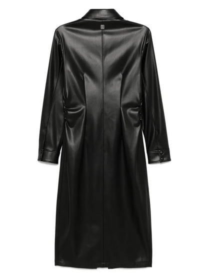 Faux-Leather Midi Shirt Dress