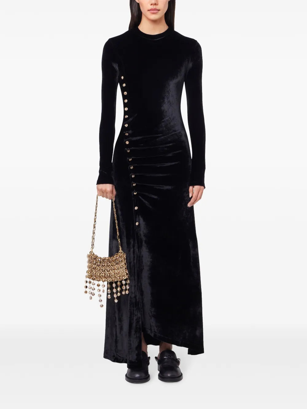 Draped Velvet Maxi Dress