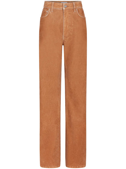 Contrast-Stitching Straight Trousers