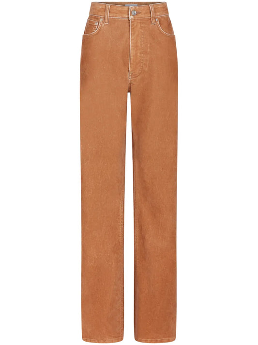 Contrast-Stitching Straight Trousers