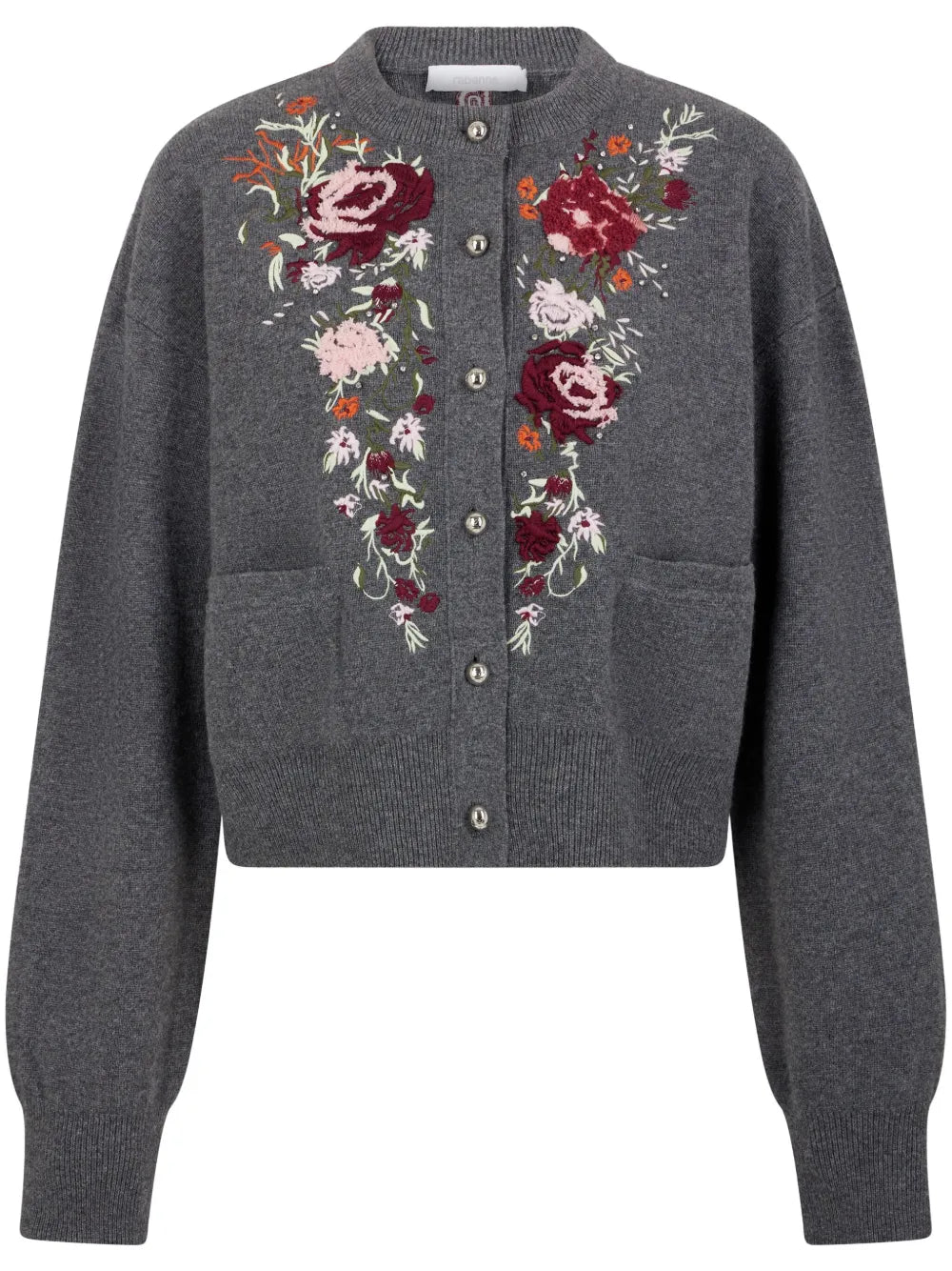 Floral-Embroidered Cardigan