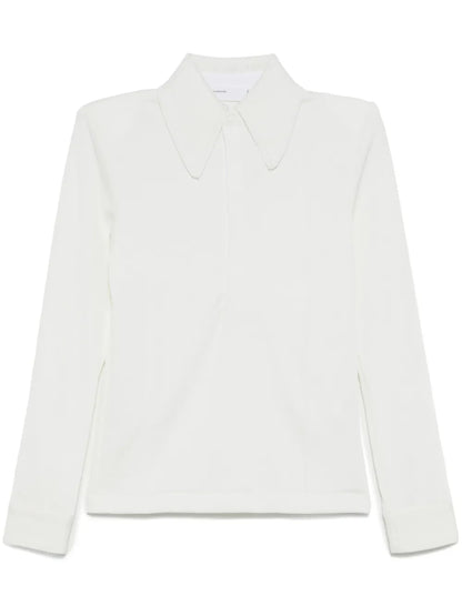 Glossy Contrasting-Collar Polo Shirt