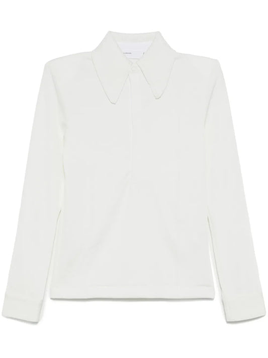 Glossy Contrasting-Collar Polo Shirt