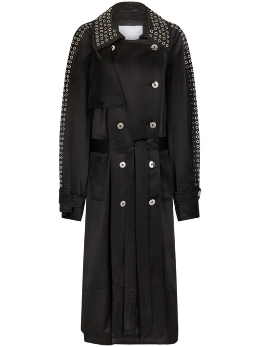 Eyelet-Detail Trench Coat