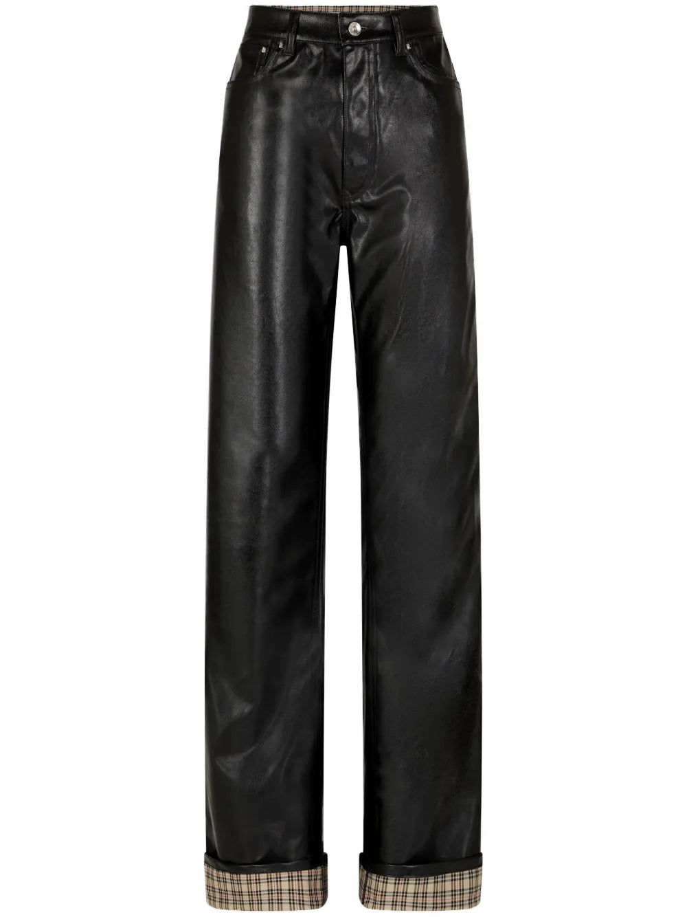 Faux-Leather Flared Trousers