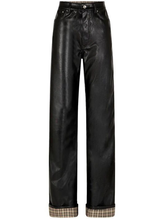 Faux-Leather Flared Trousers