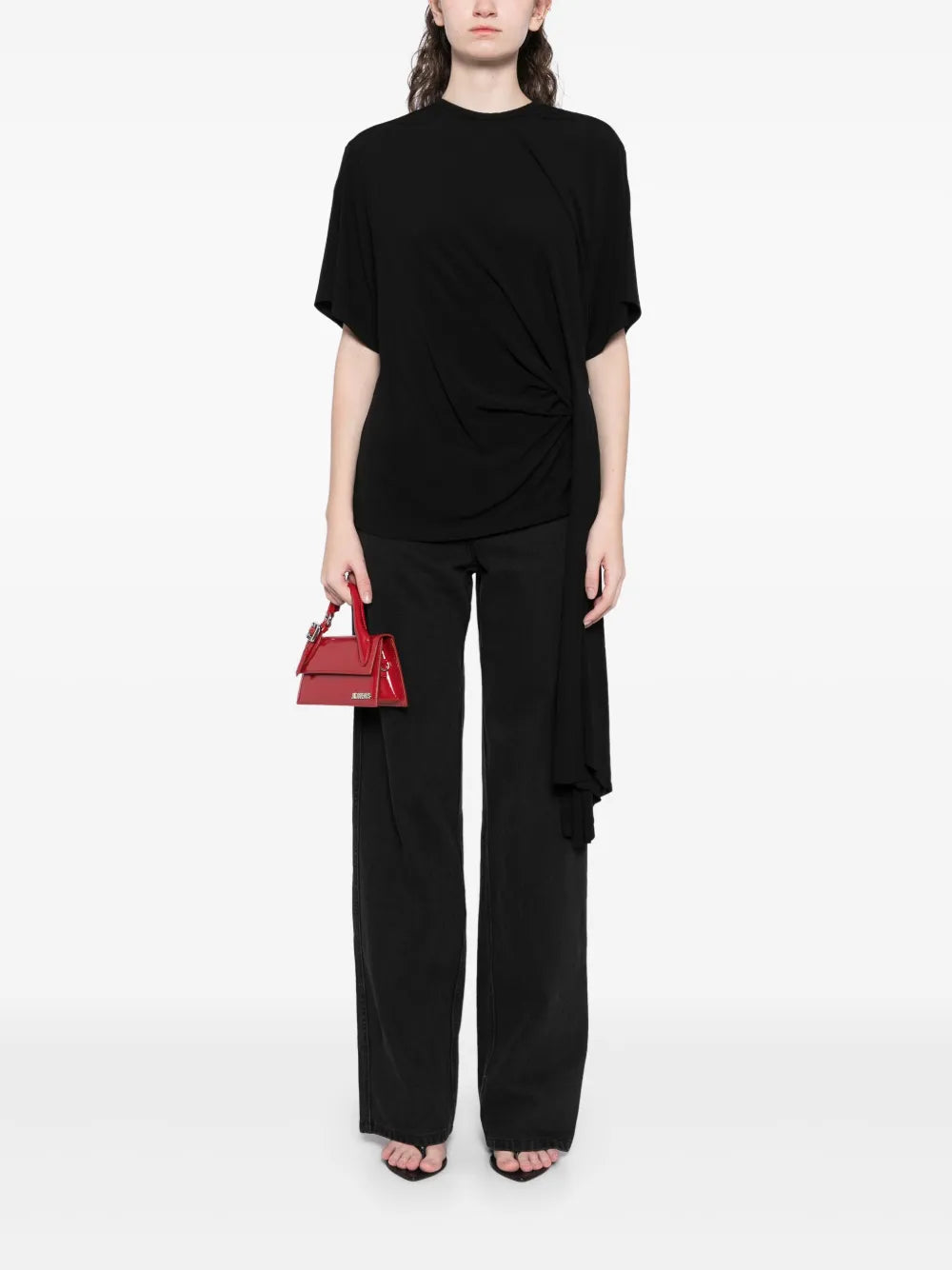 Side Cowl Draped Extension T-Shirt