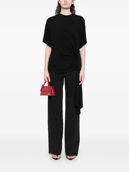 Side Cowl Draped Extension T-Shirt