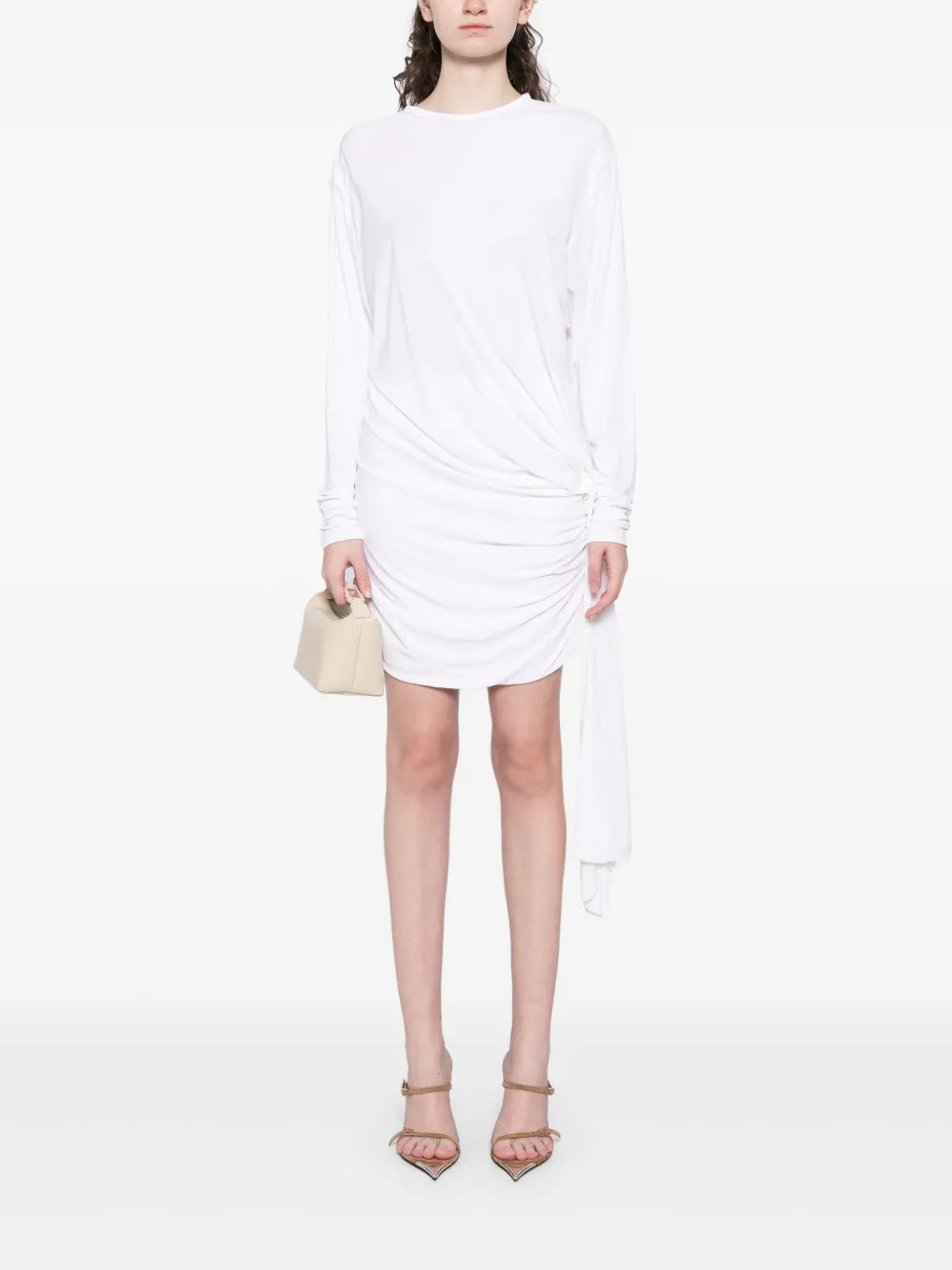 Side Cowl Drape Extension Dress