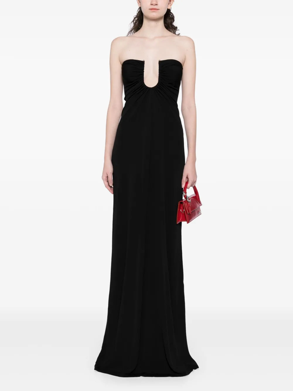 Arced Palm Strapless Dress