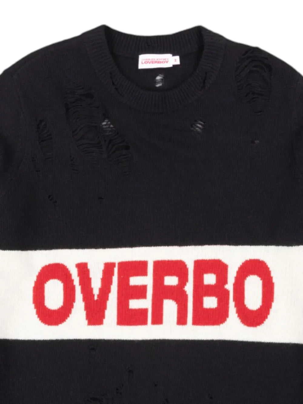Logo-Intarsia Distressed Sweater