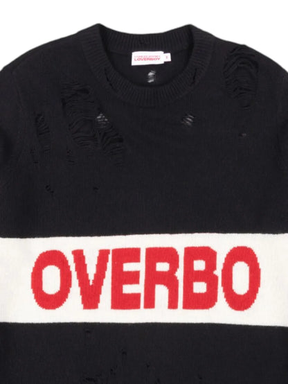 Logo-Intarsia Distressed Sweater