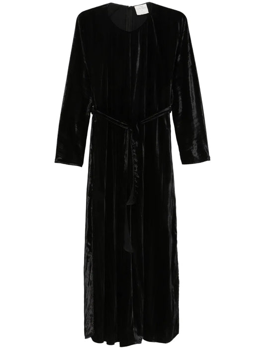 Pleated Velvet Maxi Dress