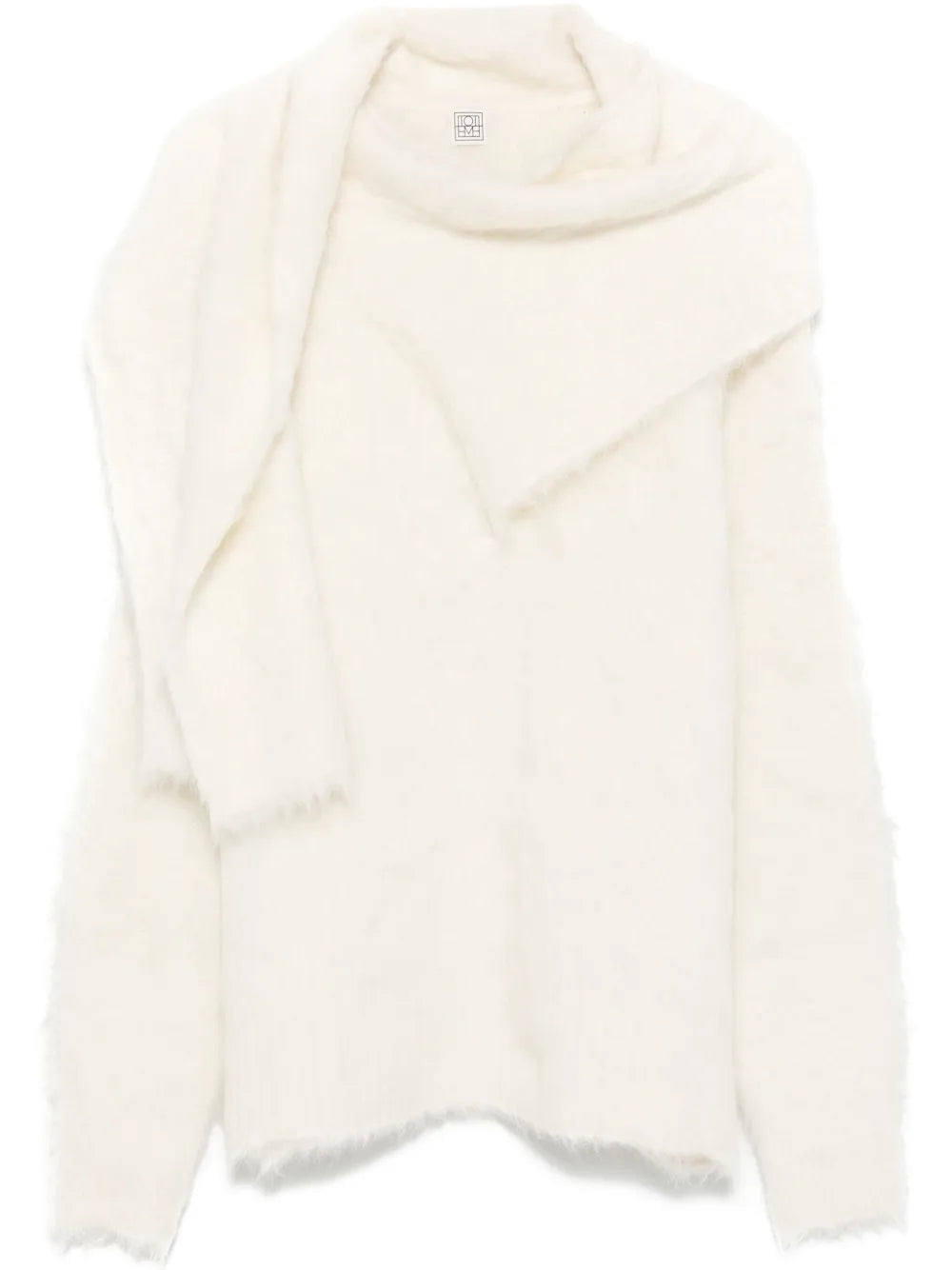 Draped-Scarf Sweater