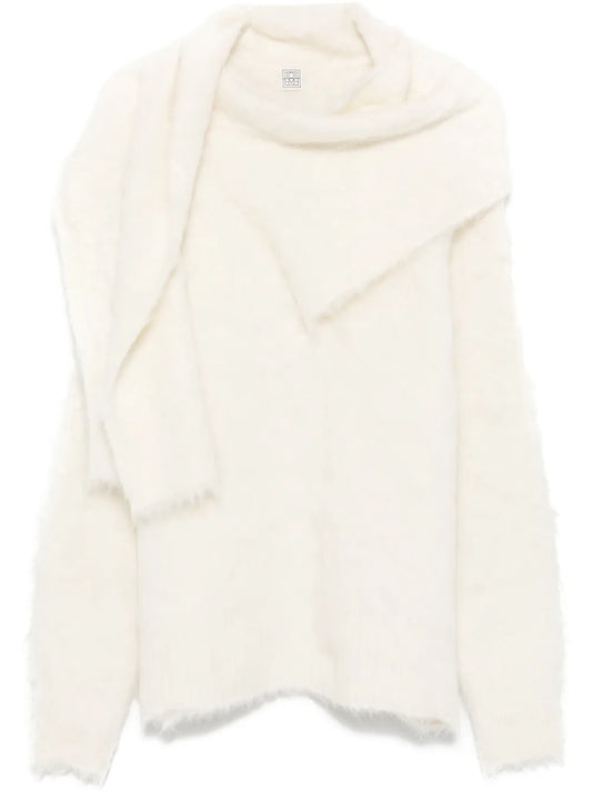 Draped-Scarf Sweater