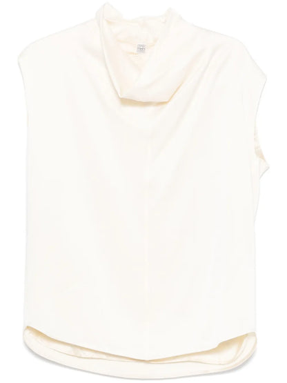 Sleeveless Funnel-Neck Blouse