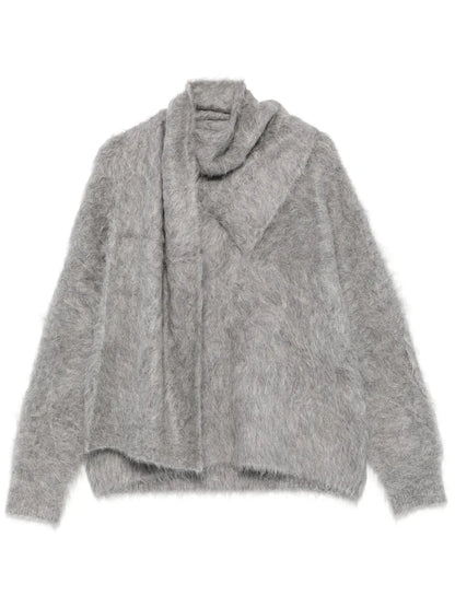 Draped-Scarf Sweater